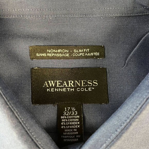 Awearness Kenneth Cole Solid Blue Shirt - Picture 2 of 2